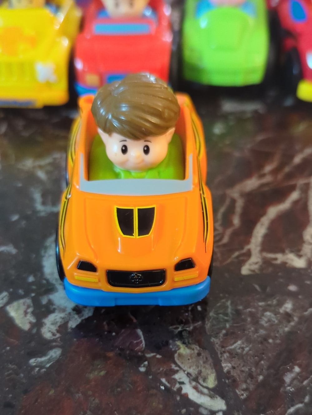 Little People - Kids Orange Toy Car with Driver - Bright Push & Roll Vehicle